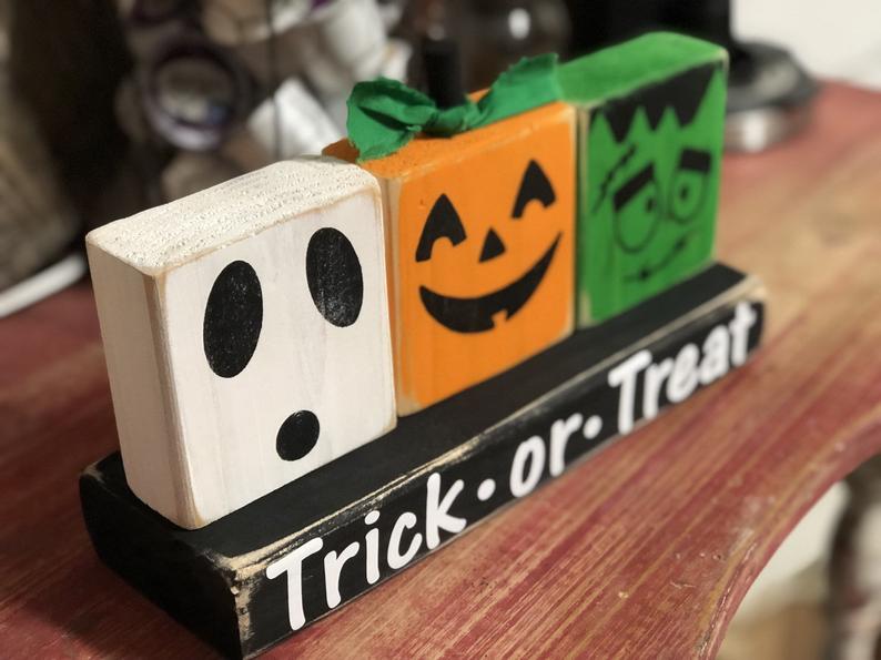 DIY 2x4 painted Halloween blocks - Megan plus five